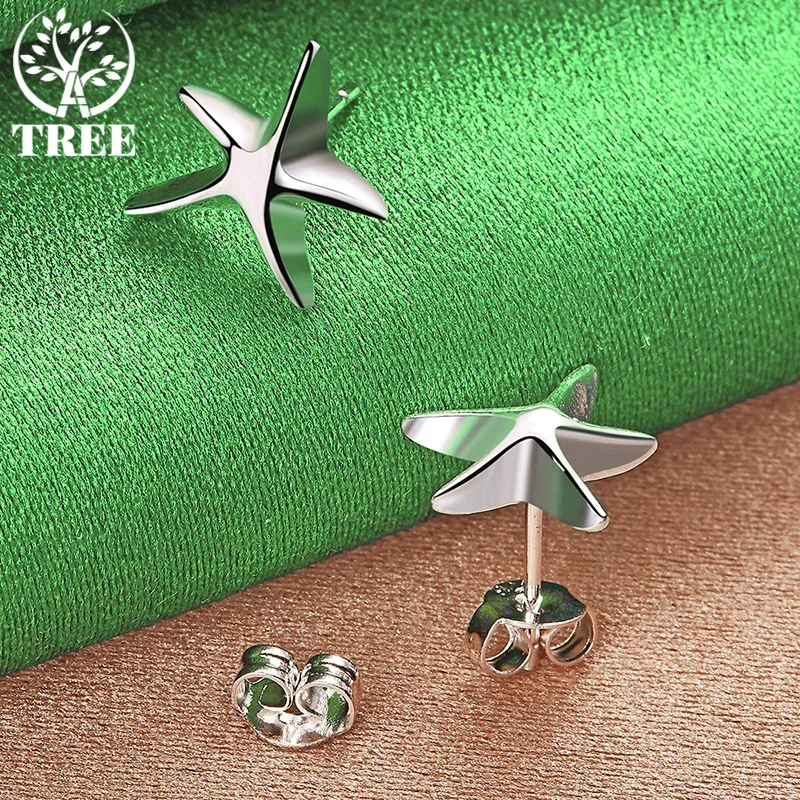 

ALITREE 925 Sterling Silver Star Stud Earrings For Women Earring Lady Fashion Party Birthday Engagement Wedding Jewelry Gifts