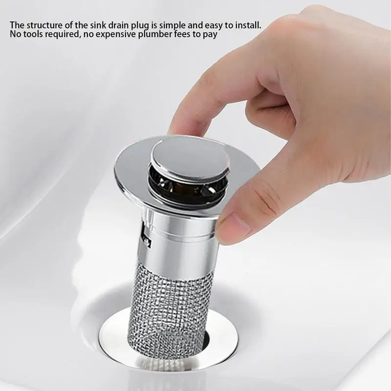 

Basin Stopper Stainless Steel Floor Drain Filter Washbasin Plug Anti Odor Pop-Up Bounce Core Hair Catcher Shower Sink Strainer