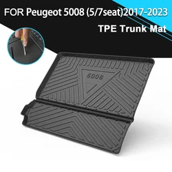 Car Rear Trunk Cover Mat Rubber TPE Waterproof Non-Slip Cargo Liner Accessories For Peugeot 5008 5/7 Seater 2017-2023