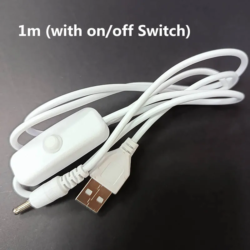 white 1m 1.5m Switch DC 5V Power Supply Wire USB Male to DC male 3.5x1.35mm Connection extend Cable wire 501 Button ON OFF q1