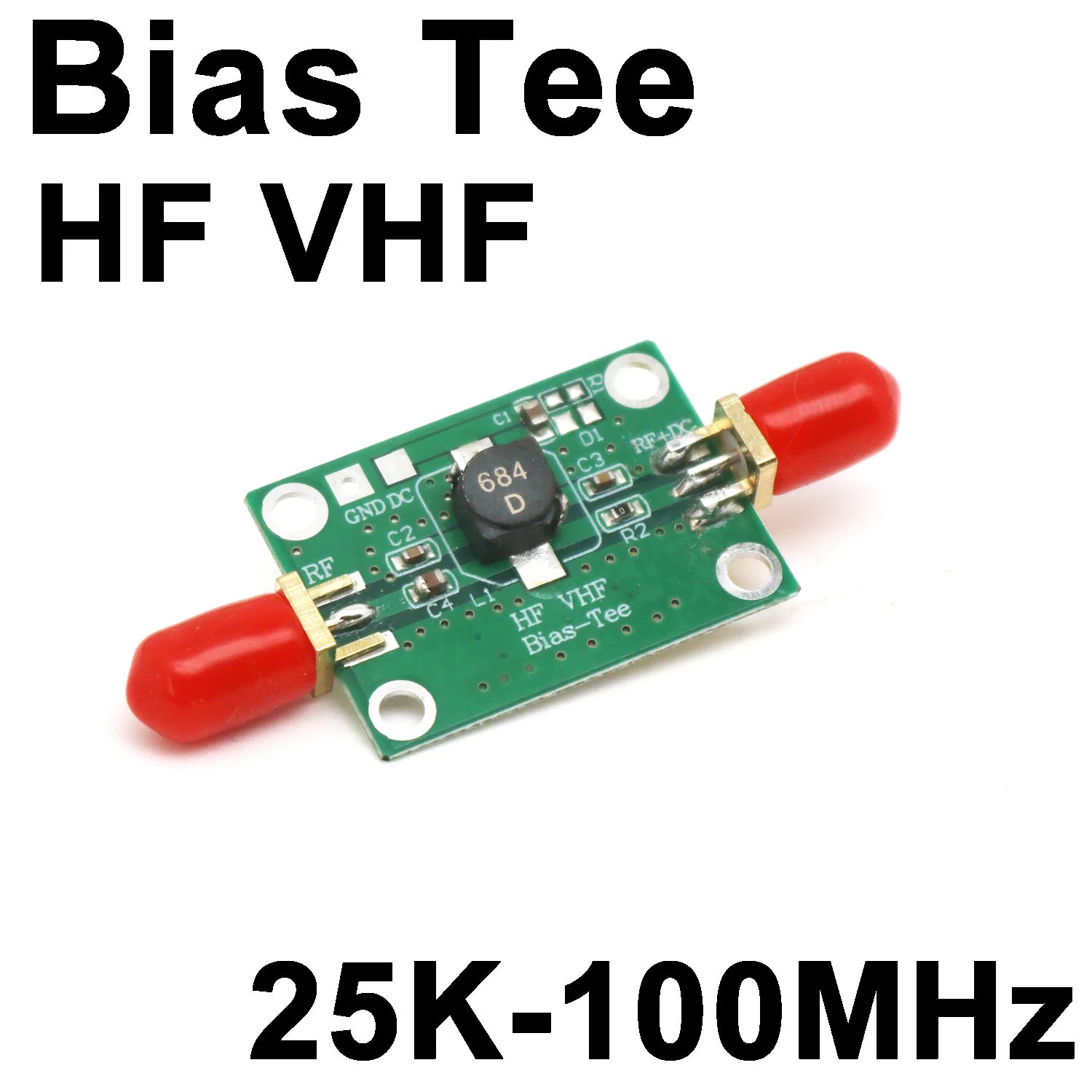 25Khz-100MHz Bias Tee RF Biaser DC blocker Coaxial feed F/ radio AM FM HF VHF shortwave LNA Low Noise Amplifier BiasTee