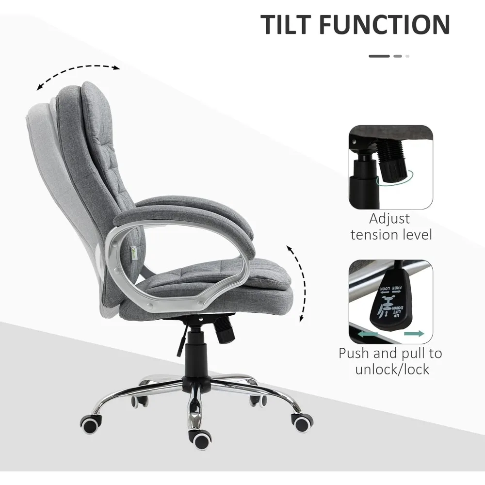 Executive Ergonomic High Back Office Chair with Adjustable Height, Padded Headrest, and Armrests