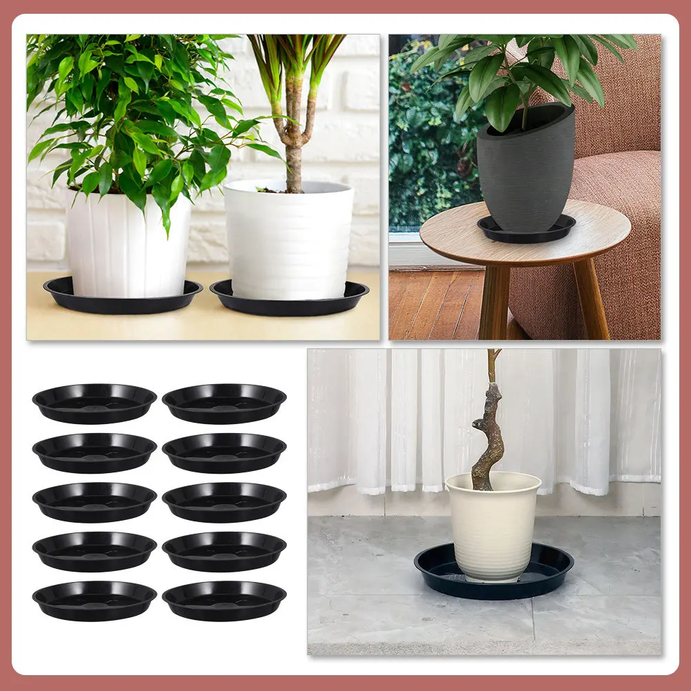 

10Pcs Home Flowerpot Plates Round Plastic Trays for Balcony Garden Potted Plants Waterproof Soil Spill Catcher Decor