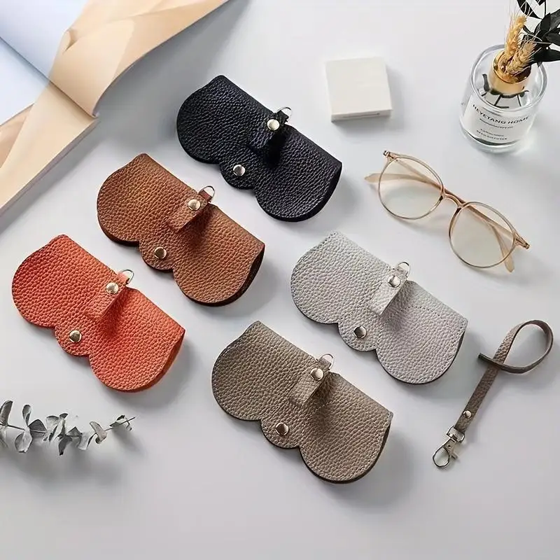 3Pcs Portable Sunglasses Protector Soft Leather Eyeglasses Clip Simple Glasses Holder Storage Bag