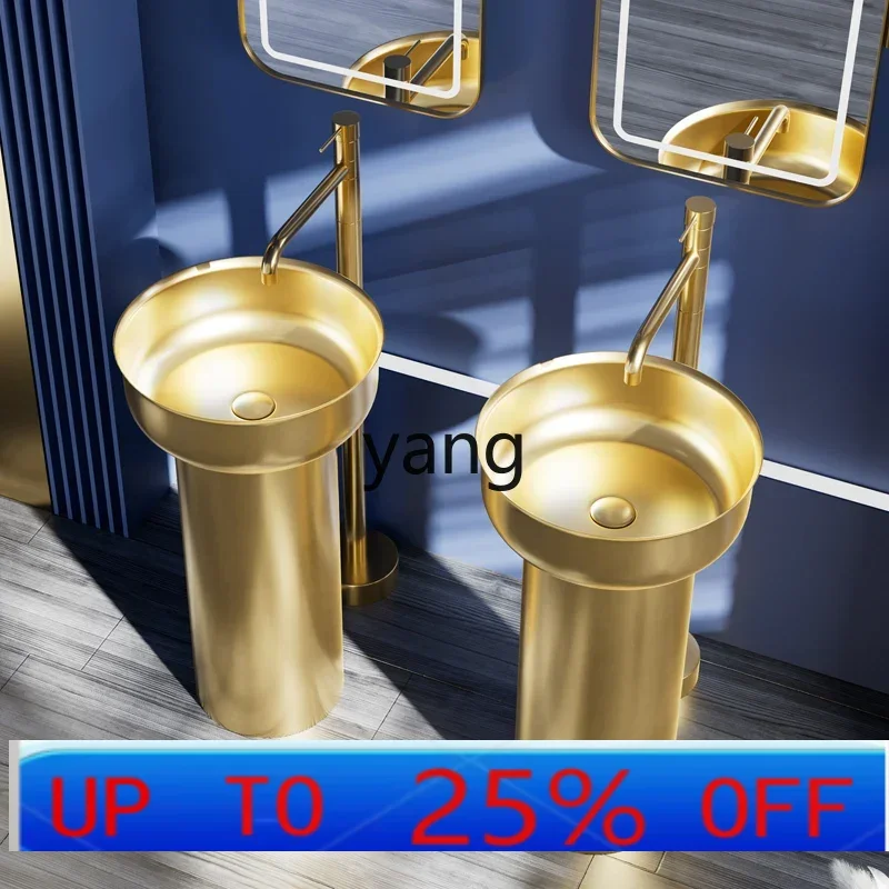 CX  stainless steel column type washbasin integrated round floor type washbasin