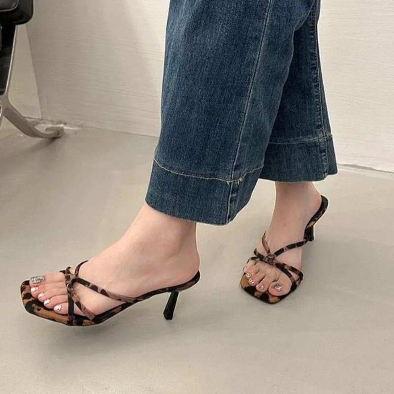 

2026 Summer Solid Color Women's Sandals Sexy Open Toe High Heels Elegant Slip-on Dress Slippers