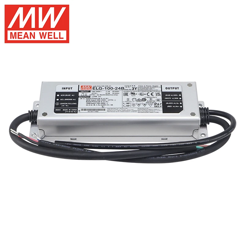 

MEAN WELL ELG-100-24B-3Y Waterproof IP67 100W LED Lighting AC-DC 24V Power Supply Transformer Outdoor 3 in 1 Dimming LED Driver