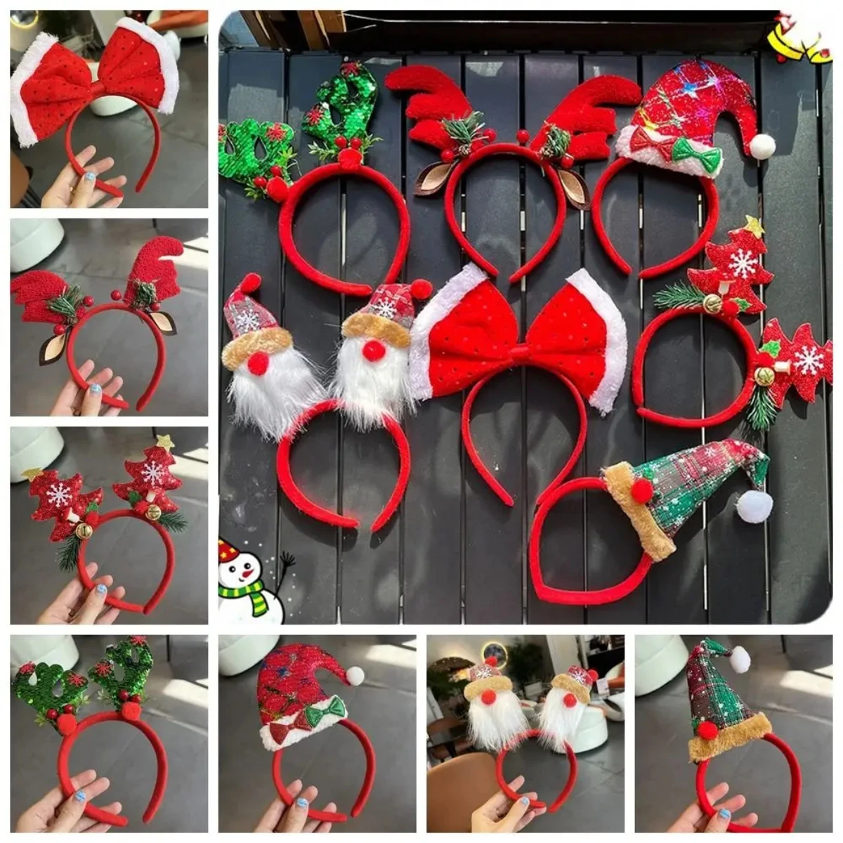 

Christmas Decoration Christmas Headband Elf Elk Hair Hoop Antlers Headband New Year Hair Band Bell Deer Horn Hair Band Female