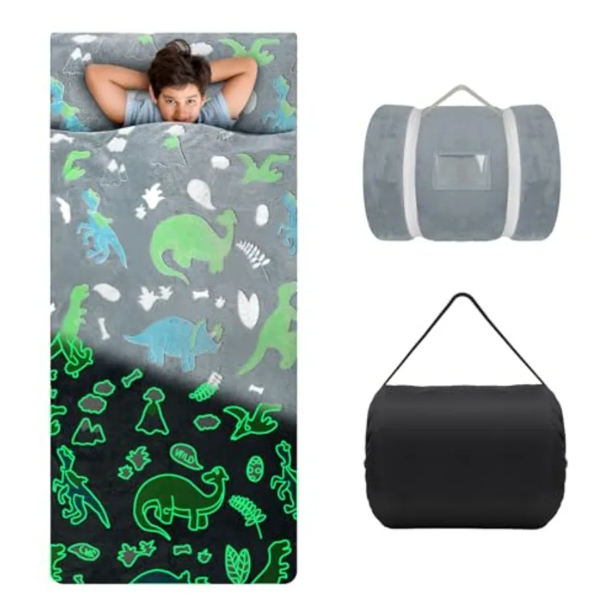 

Sleeping Bag Soft Plush Glowing Toddler Nap Mat with Pillow for Boys Girls Large Sleeping Mat for Daycare Preschool Kindergarte
