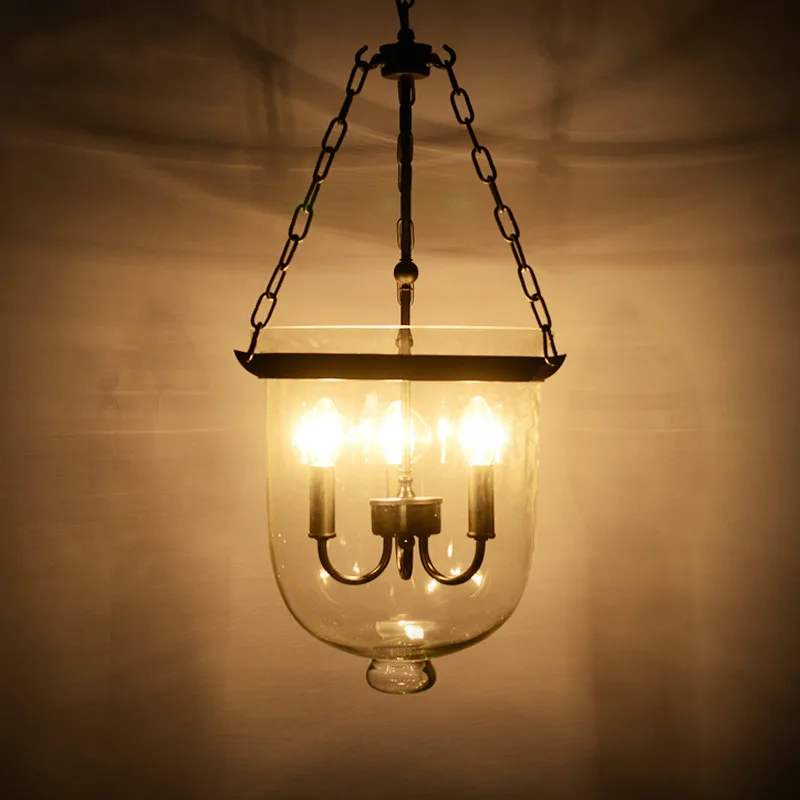 Imagem -02 - País da América Preto Cor Ferrugem Vidro Claro Foyer Luz Pingente Retro Sala de Jantar Decoração Luz D250 mm 350 mm Mj1110