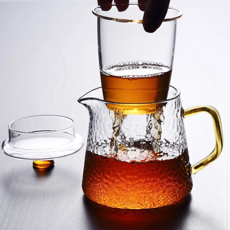 

Teapot with Strainer Infuser Heat-resistant Glass Tea Separating Japanese Hammer Type Explosion-proof Tea Cooker Kungfu Tea Set