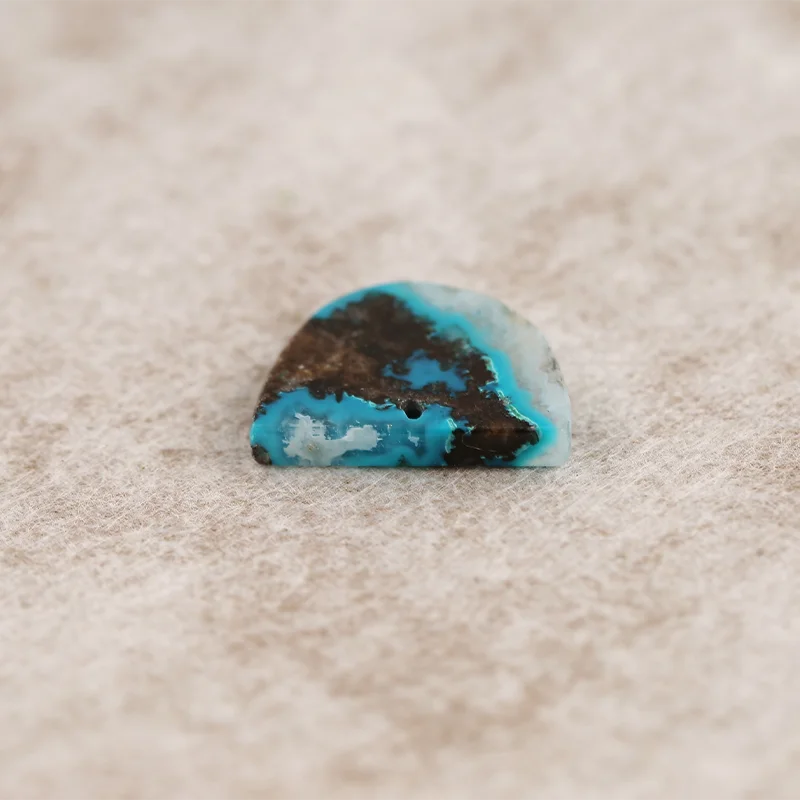 B&F Pendant for Necklace Blue Opal—Natural Stone Fashion Handmade Jewelry Charm Gift Accessories 19x14x2mm 2.1g