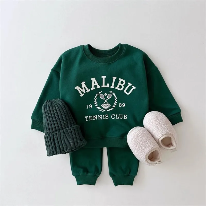 Autumn Winter Outfits Baby Letter Print Tracksuit Boy Girl Children Casual Tops + Pencil Pants 2pcs Infant Cotton Sweatshirt Set