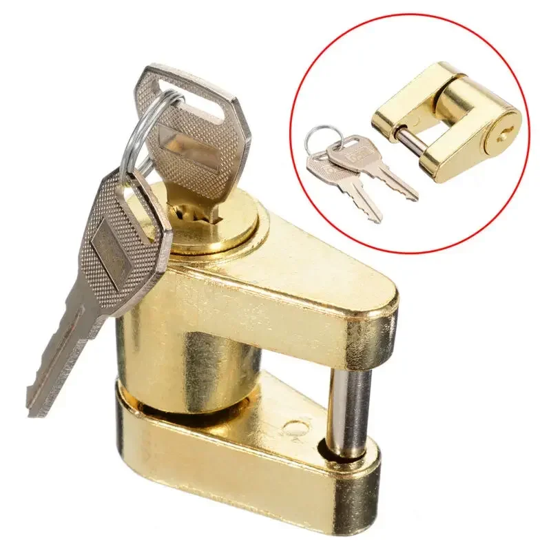 +2 Keys Coupler Lock Auto Security Tow Truck Zinc Alloy Anti-theft Copper For Locking Hauling Hitch Accessories