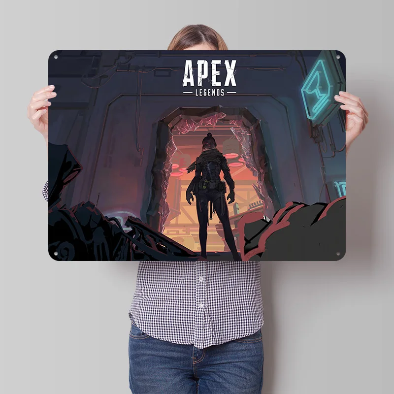 Apex Legends: Wraith in a Doorway Poster Retro 3D Printed Metal Signs Customized Wall Hanging Gift for Office Decor Room Home