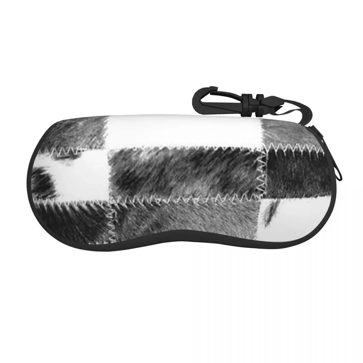 

Cowhide Patchwork Texture Print Eyeglass Glasses Case Women Men Soft Animal Fur Leather Texture Sunglasses Protective Pouch