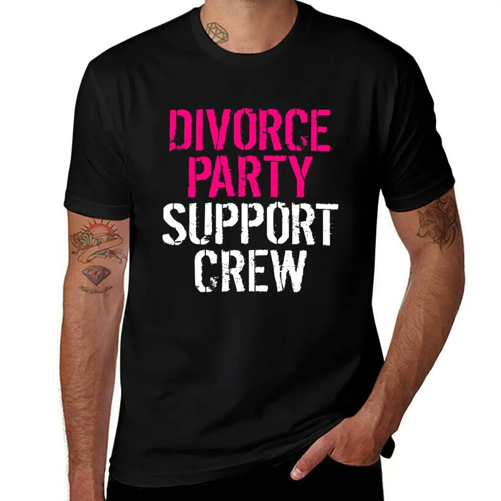 Funny Divorce - Party Support Crew - New Chapter Fresh Start T-Shirt Basic Solid Color Casual Tee Shirt