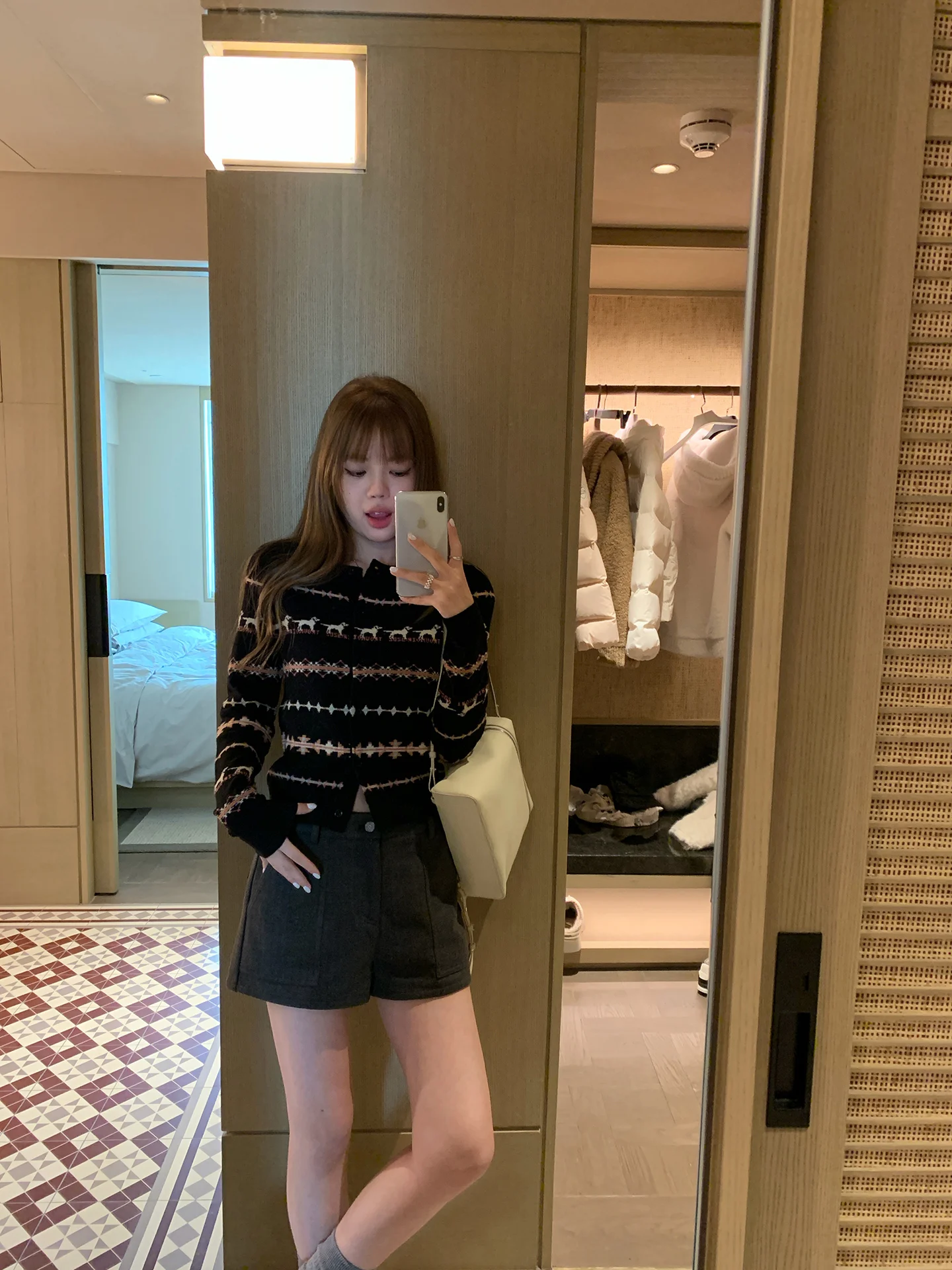 

Soft Cozy Fair Isle Color Blo Knitted Cardigan Sweater Cisas Dog Pattern Women's Faion Commute Sle Long Sve roun...