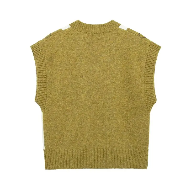 

Spring 2025 New Women's Knitted Vest Sle Sweater V-ne Svel Tu Pattern Embroidery Regular Length Commute Sle