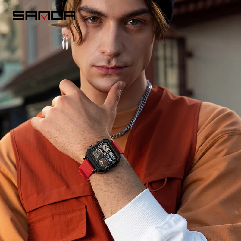 SANDA 6210 Student Digital Watch Multifunctional Smart Thermometer Luminous Date Outdoor Sports Electronic Wristwatch New Clocks