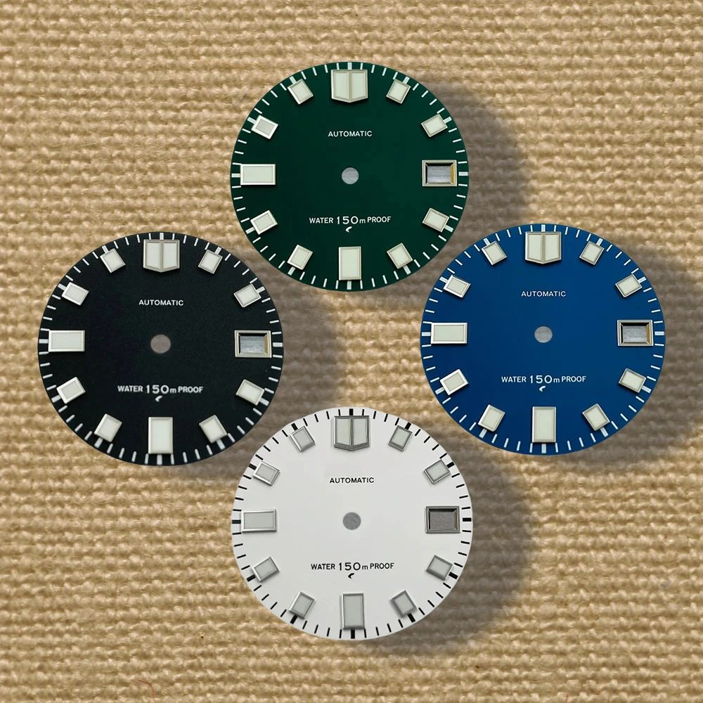 

High quality 28.5mm S logo matte dial, suitable for NH35/NH36/4R/7S Japanese movement green night light diving watch modificatio