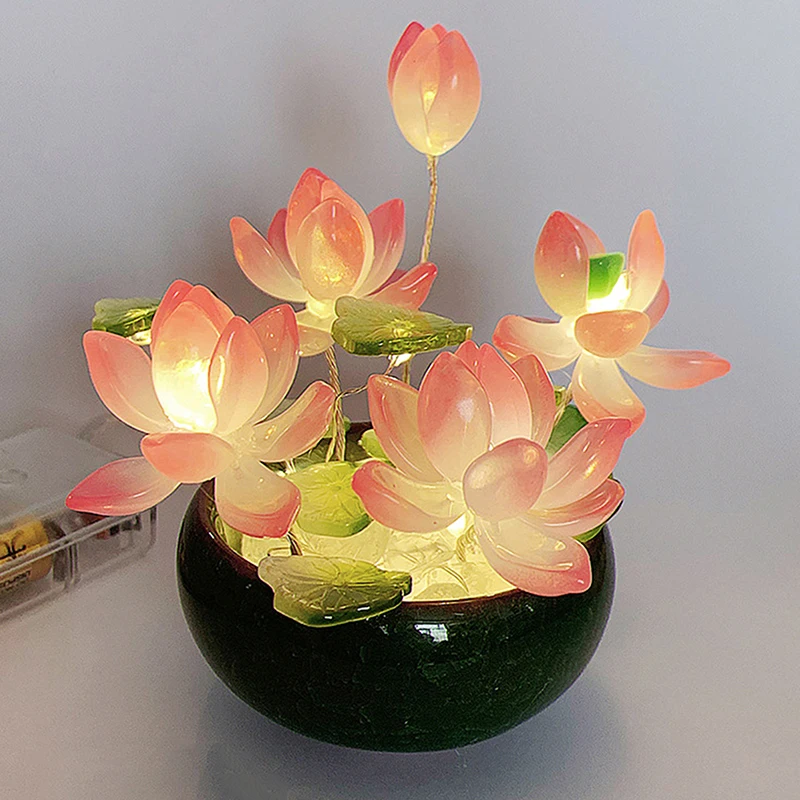 DIY Handmade Night Light Bedside Light Home Decoration Lotus Nightlight Birthday Gift Lotus Material Package