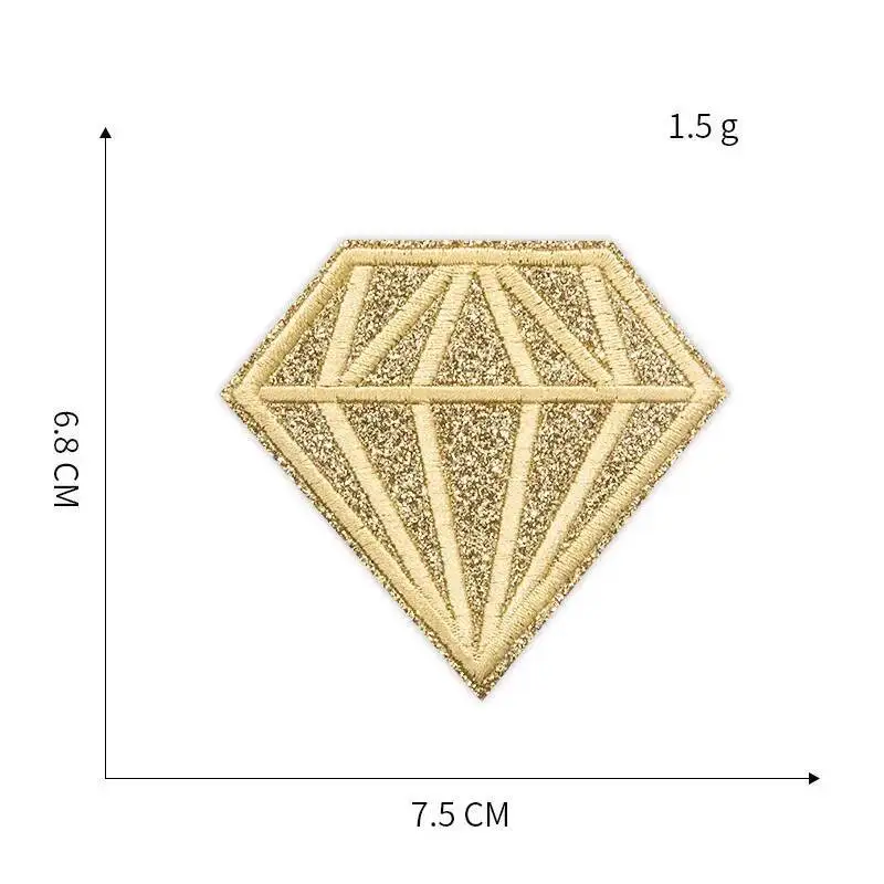 Wholesale Shinely Diamond Patches Gold Powder Rhinestone Embroidered Iron On Patches For Clothes Bag DIY Ironing Patches