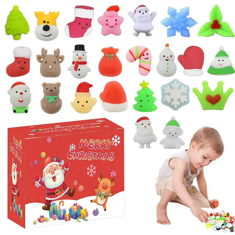 

Advent Calendar 2023 Kids Soft Christmas 24 Days Advent Countdown Calendar Unusual Christmas Themed Mochi Plush Toy Soft Rubber