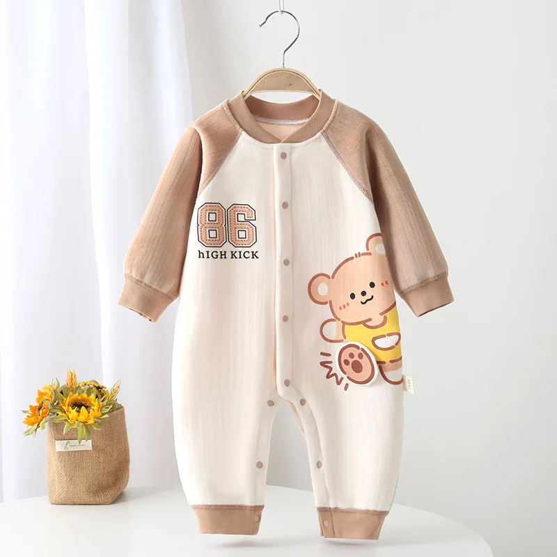 

Baby Padded Warm Jumpsuit for Spring Winter Clothes Boys Girls Cute Splicing Long-sleeved Romper Infant Outwear Trend