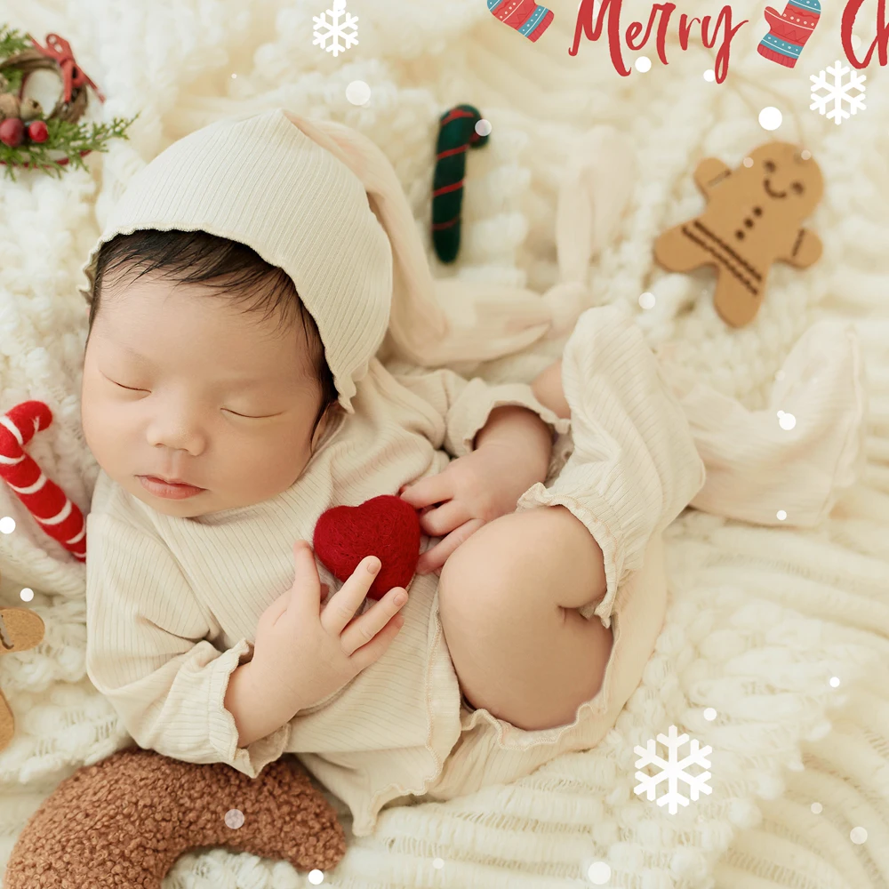 Christmas Costume for Newborn Photography Props Cotton Baby Christmas Outfit Photo Shoot Newborn Clothes Baby Boy Accessories