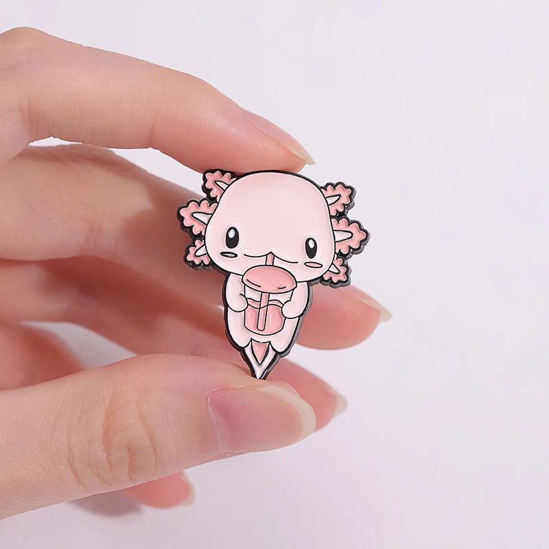 Salamander Emaille Pins benutzer definierte niedlichen rosa sechseckigen Drachen Broschen Revers Abzeichen Tiers chmuck Geschenk für Kinder Freunde