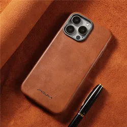 Strong Magnet Car Holder Leather Case For iPhone 12 13 14 15 16 Pro Max Luxury Metal Camera Proteciton Cover Wireless Charging