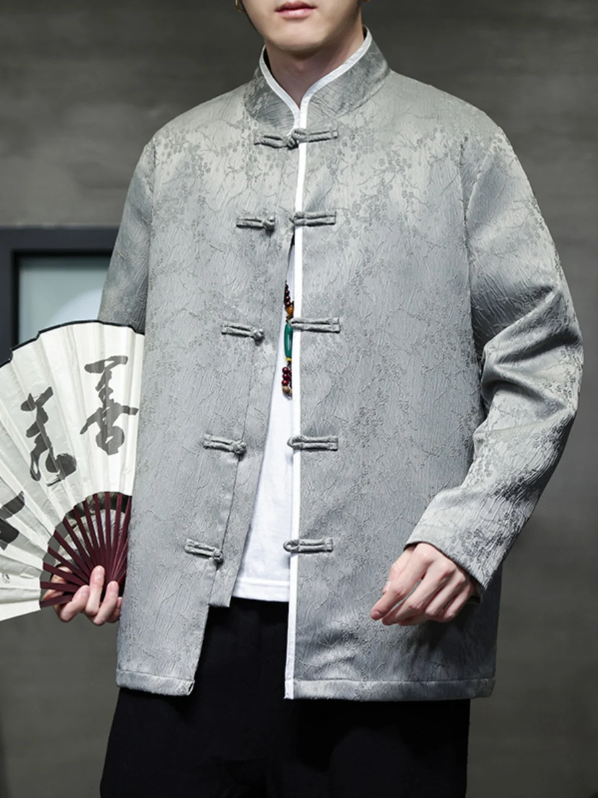 

New Chinese Sle Youth Jaet Stand Collar Menswear Retro Tang Costume Spring Autumn Zen Priest Outfit Loose Fit Outerwear