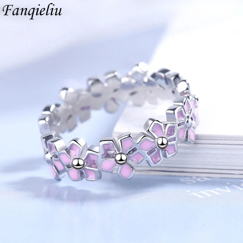 

Fanqieliu S925 Stamp Luxury Ring For Women Vintage Flower Opening Finger Jewelry New Gift Girl FQL20112