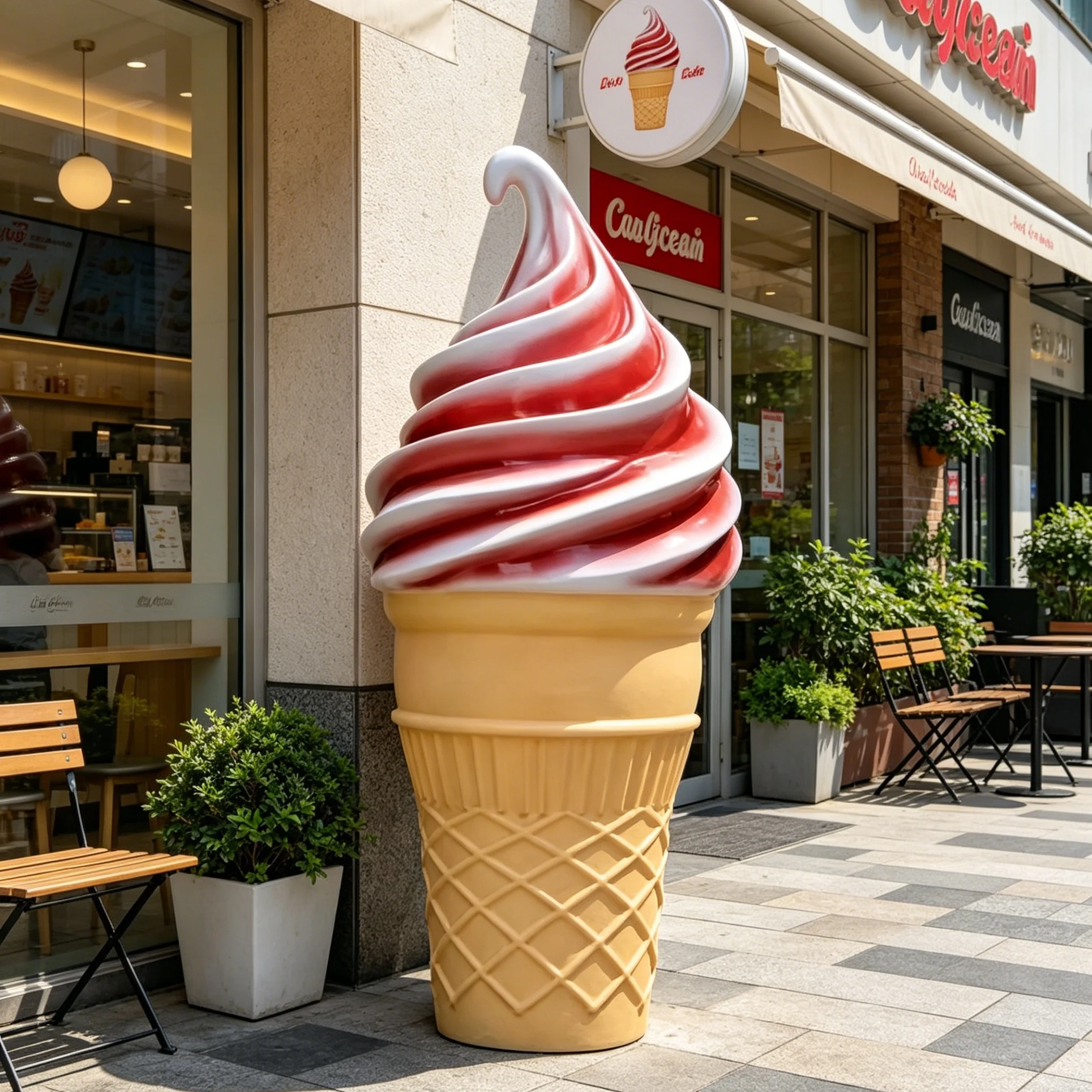 a*-Whimsical Modern Outdoor Ice Cream Shop Decoration Giant Food Statue Large Resin Mascot for Cafe Entrance Lobby.