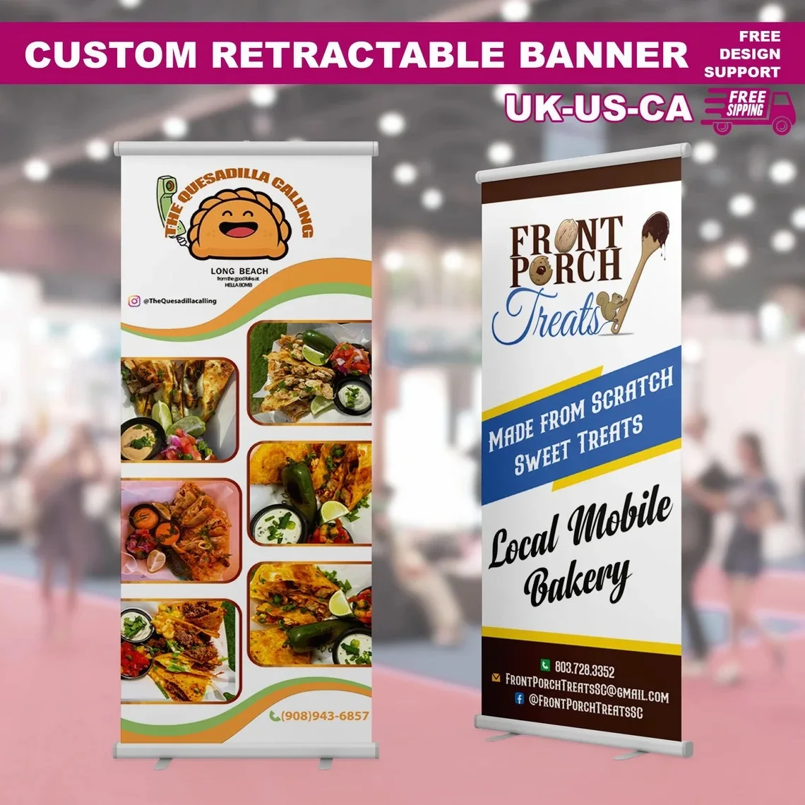 

Custom Retractable Banner for Catering, Personalized Pop Up Promotional Backdrop for Small Store, Trade Show