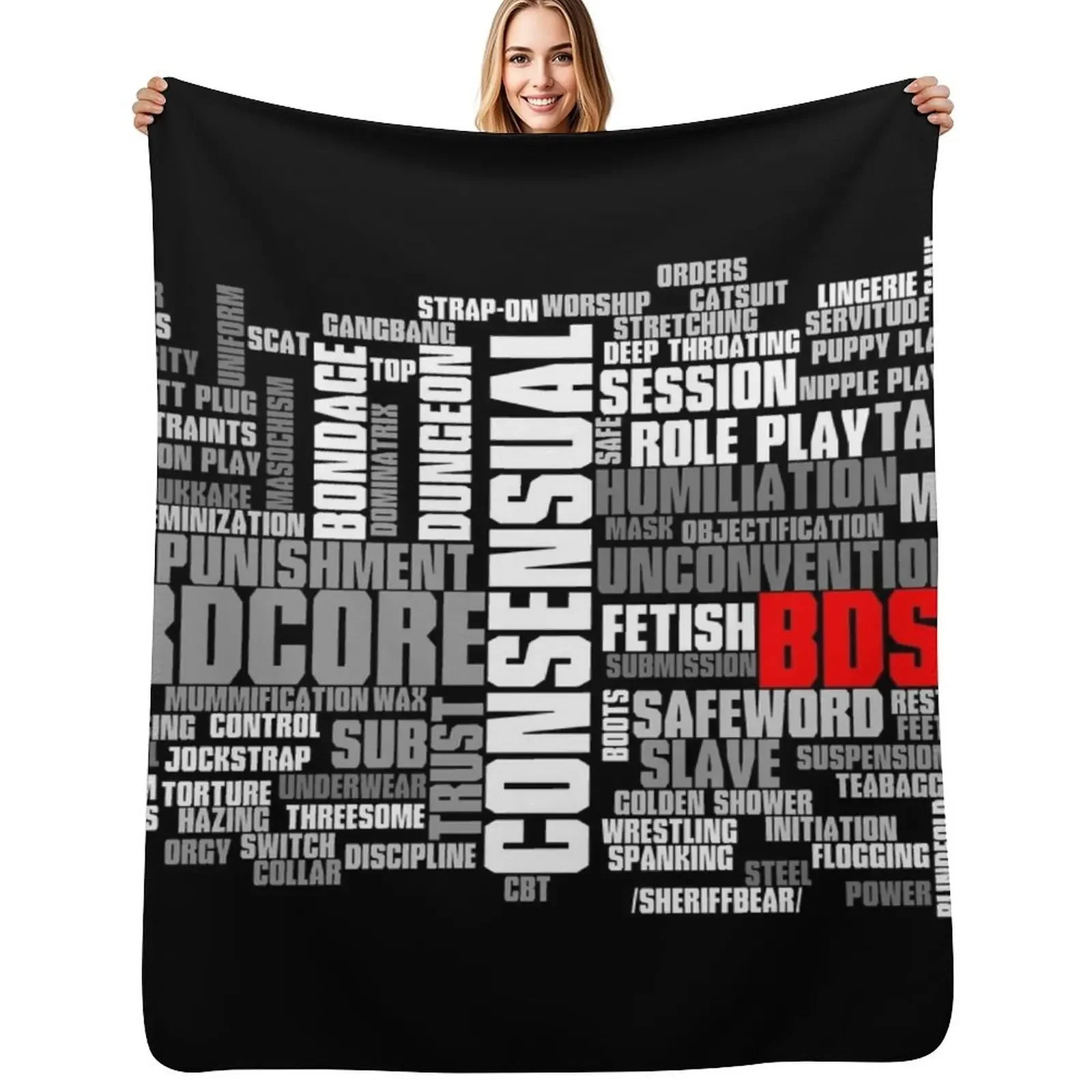 BDSM words cloud Throw Blanket For Sofa Thin halloween Designers Blanket