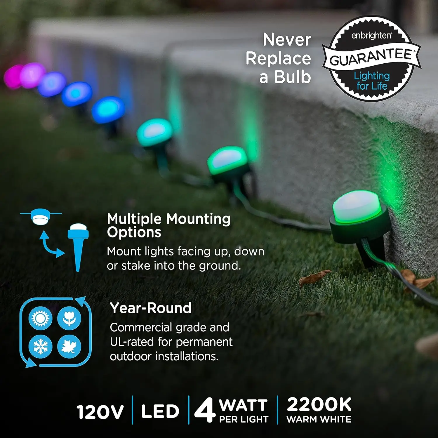 LED Garden Lights, 36 Small Landscape Lights, 70ft Cord with 22ft Lead Wire, Color Changing, Remote Control,