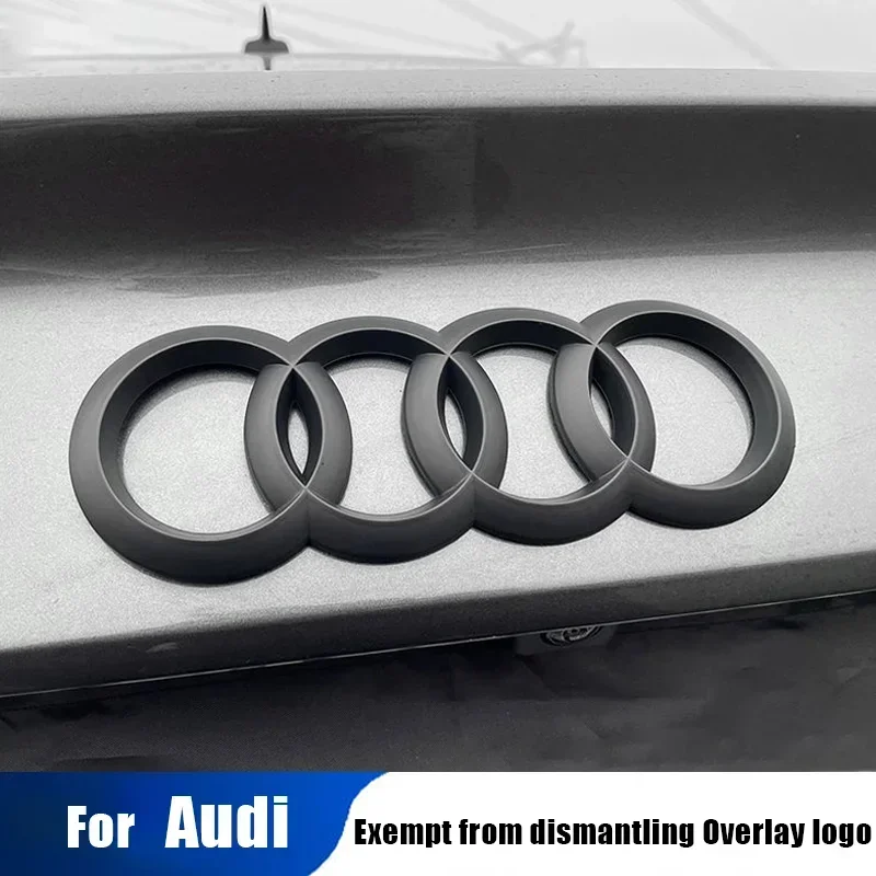 ABS Four Ring Car Logo Cover Front Grille Badge Rear Trunk Emblem Decal For Audi A4 A3 A5 A6 A7 A8 Q2 Q3 Q5 Q7 Q8 Accessories