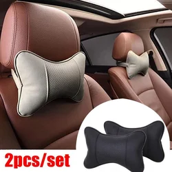 Car Neck Pillows Both Side Pu Leather 1pcs Pack Headrest For Head Pain Relief Filled Fiber Universal Car Pillow