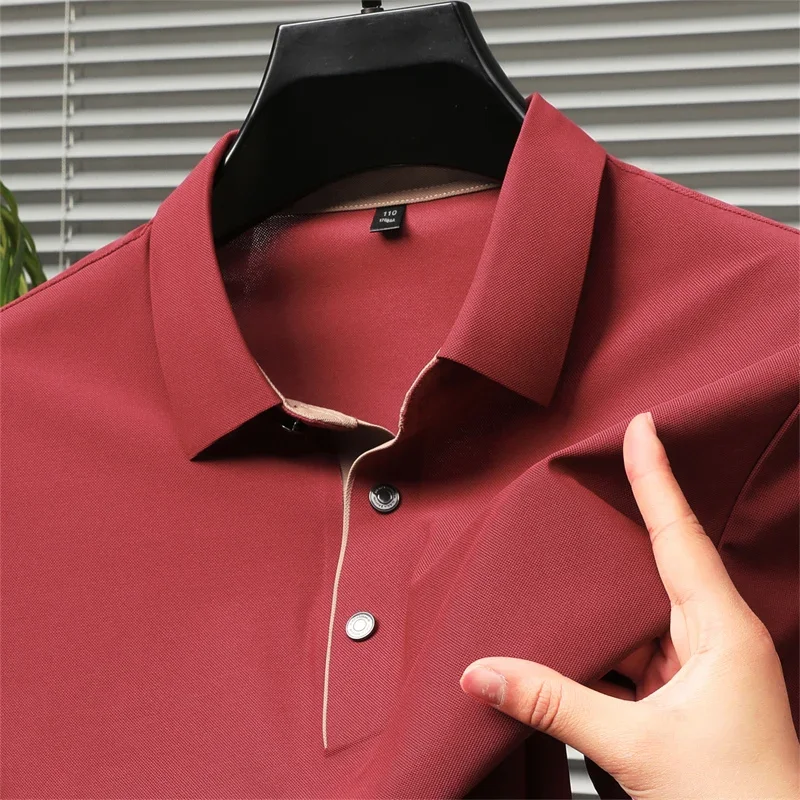 Seamless Golf Shirt, Men's Short-Sleeved Shirt, Slim Fit Summer Business Gentleman Men's Polo Shirt  2024, High-End Knitwear