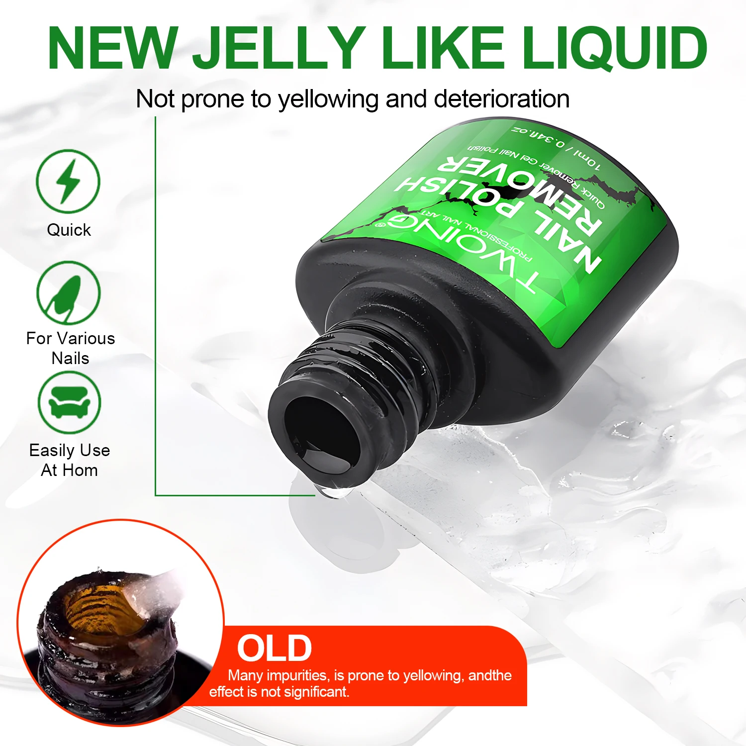 10ml Gel Nail Polish Remover, Quickly Easily Removes Uv Gel Polishes Within 2-5 Minutes, Magic Soak-Off Quick Nail Glue Remover