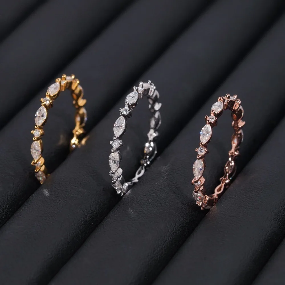 

Iced D Color Moissanite Marquise Eternity Band Engagement Ring 925 Sterling Silver Full Eternity Ring Pass Diamond Rings Women