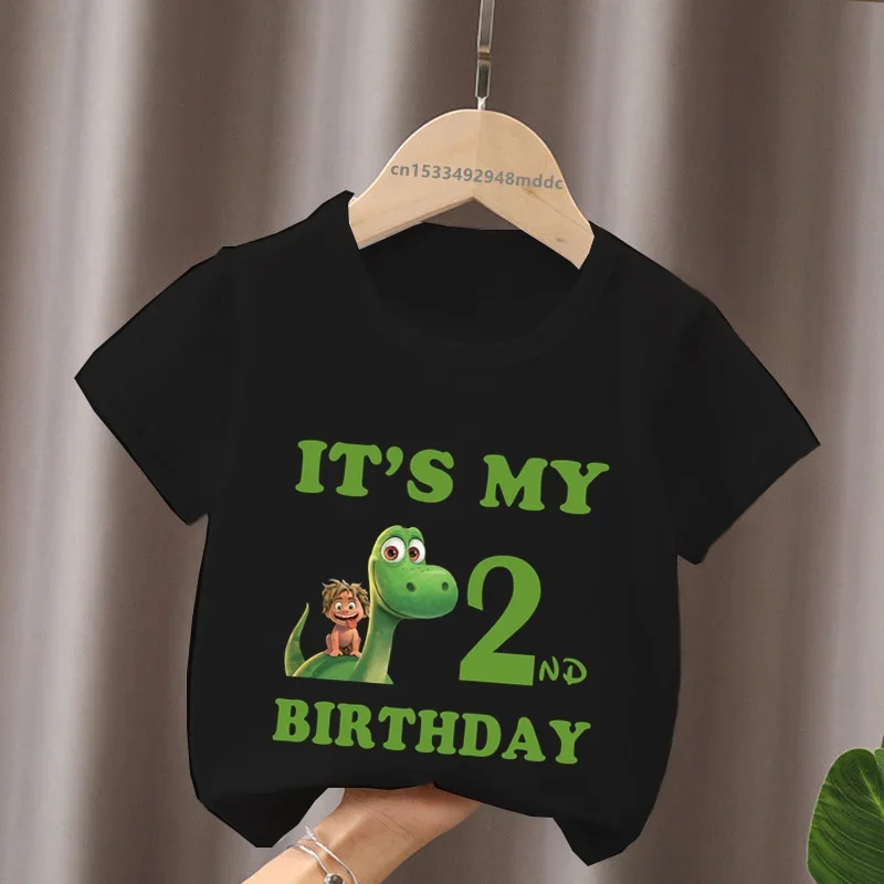 It\'s My 1 2 3 4 5 6 7 8 9 Years Birthday Boys Girls Tshirt The Good Dinosaur Arlo Spot Print Kids Clothes Baby Children T-Shirts