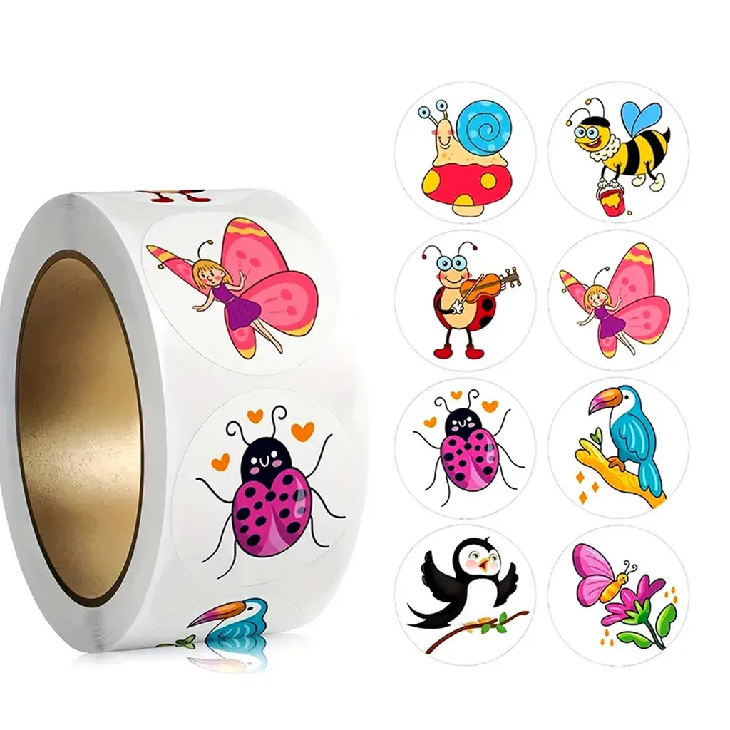 500Pcs/Roll  Motivational Stickers Cute Insect Reward Decals, Round Self-Adhesive Seals for Wholesale LanLanStickersWorld Store