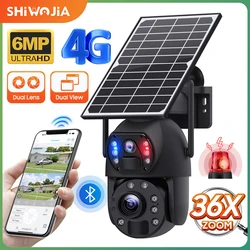 SHIWOJIA 3K 6MP 36X Zoom Dual Lens 4G Solar Camera Humanoid Tracking Outdoor WIFI Camera Meta Quality Waterproof CCTV 12000mA