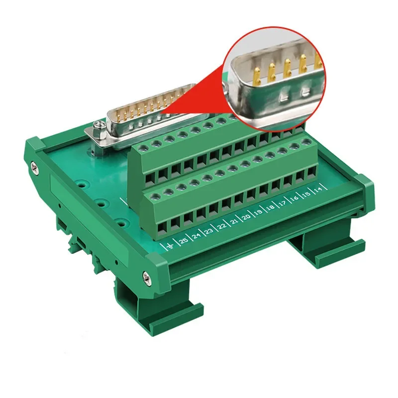 DB25 D Sub 25 Pin Connectors Male / Female Socket Terminal Block Breakout Board Adapter DIN Rail