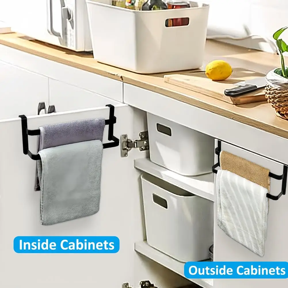 Cabinet Door Towel Rack Rust-resistant Door Towel Rack Strong Load-bearing Towel Rack with 2 Layers Design for Easy Installation