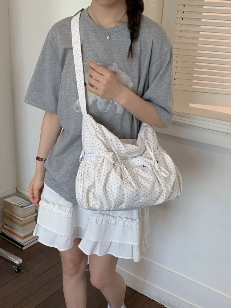 Korean Sweet Girl  Knot Bag Women's Large Capacity Folded Single Shoulder Bag Slanting Commuting Bag Tote Bag