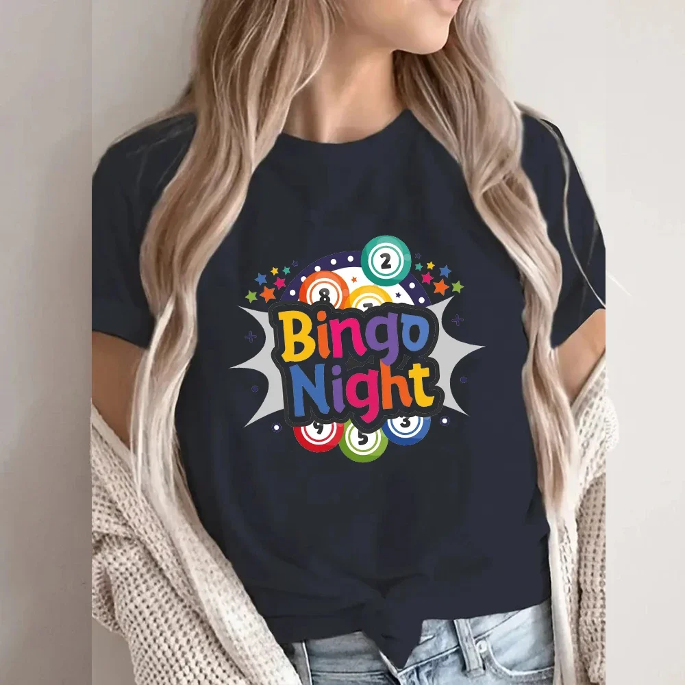 

Уличная одежда с графическим принтом Bingo Night, модные футболки, одежда в стиле Харадзюку, летняя футболка с короткими рукавами, повседневные женские топы